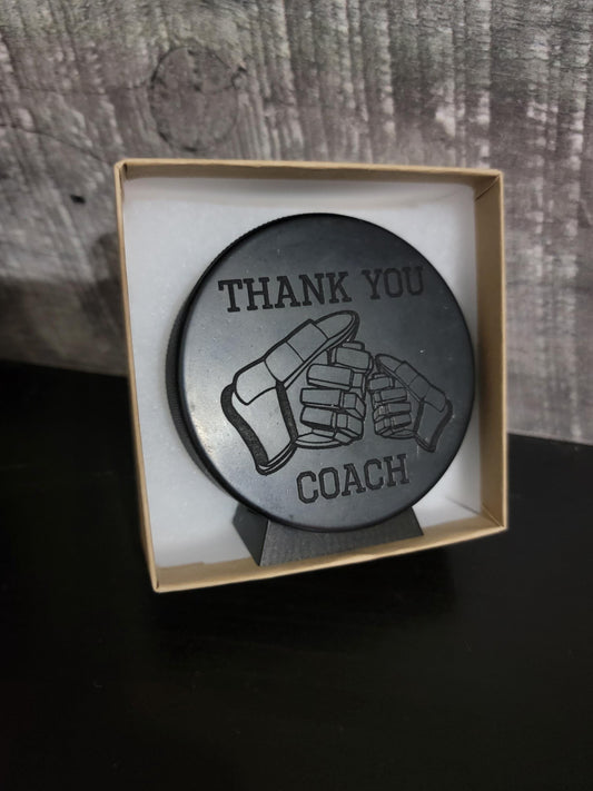 Thank you Coach, Hockey Coach Gift, Coach Gift, Engraved Puck, Coach Thank you. Hockey Puck, Hockey Puck Engraved, Hockey Coach Thank you