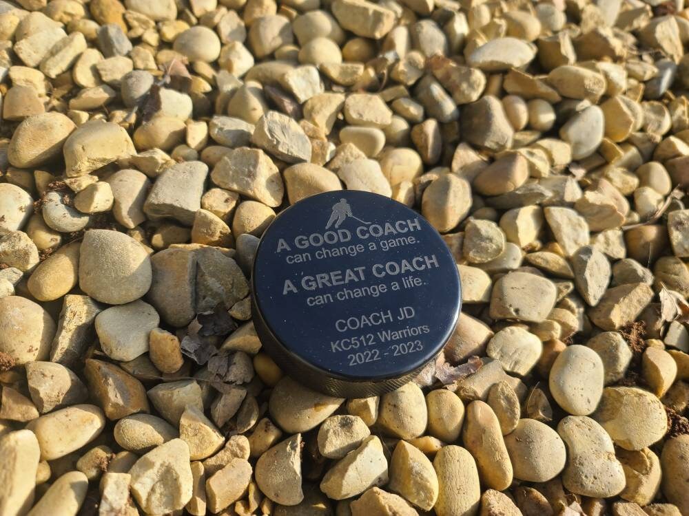 Customizable Engraved Hockey puck for coaches, teams, players