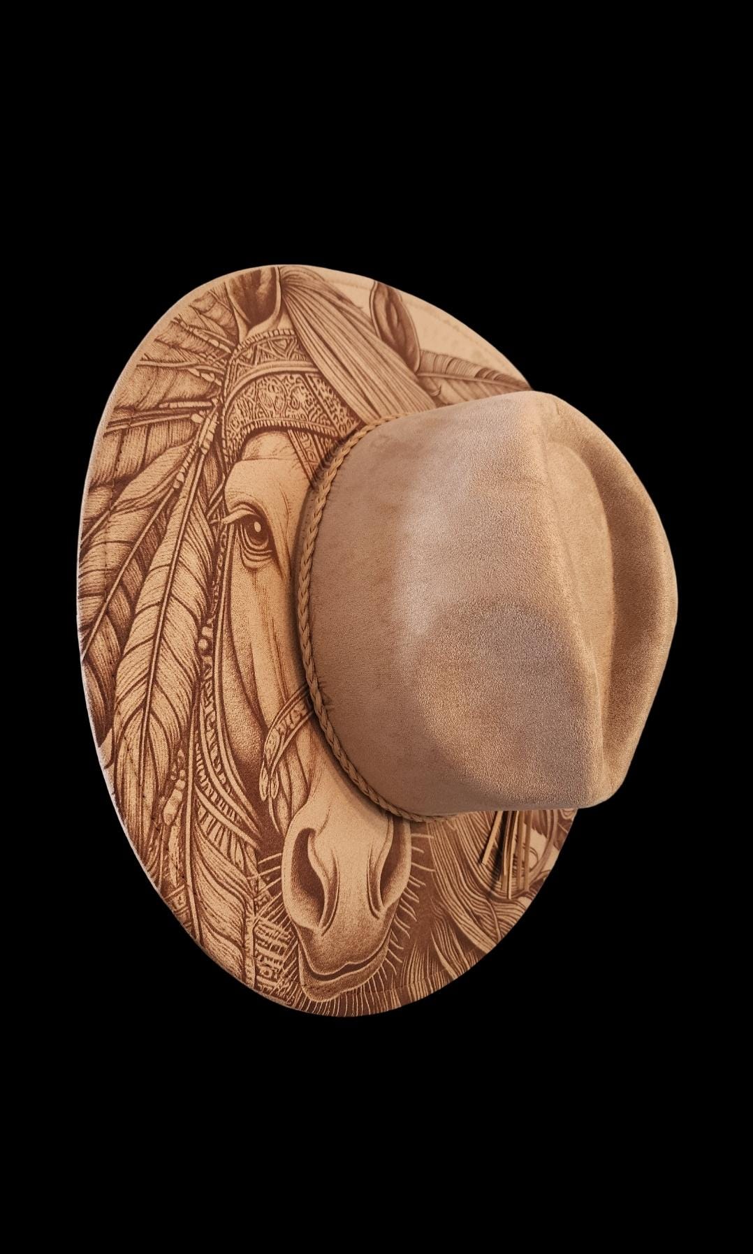 Feather Horse Engraved Cowgirl Hat, Indian Feathers, Rustic Wedding, Horse Cowgirl, Cowgirl Hat