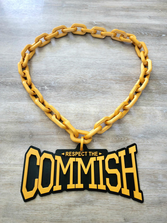 RESPECT THE COMMISH Large Sports Big Large Chain Necklace