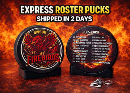 EXPRESS Custom Roster Puck, Year End Player Coach Gift, Team Logo Sport Gift, Personalized Ice Hockey Pucks, Team Memorabilia, UV printed