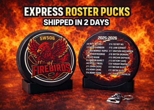 EXPRESS Custom Roster Puck, Year End Player Coach Gift, Team Logo Sport Gift, Personalized Ice Hockey Pucks, Team Memorabilia, UV printed