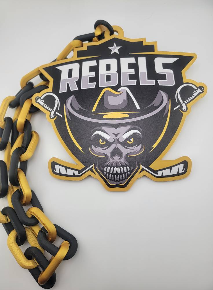 BIG CHAIN Sports logo Necklace, Turn over chain, player of the game, MVP, customizable, large sports necklace,