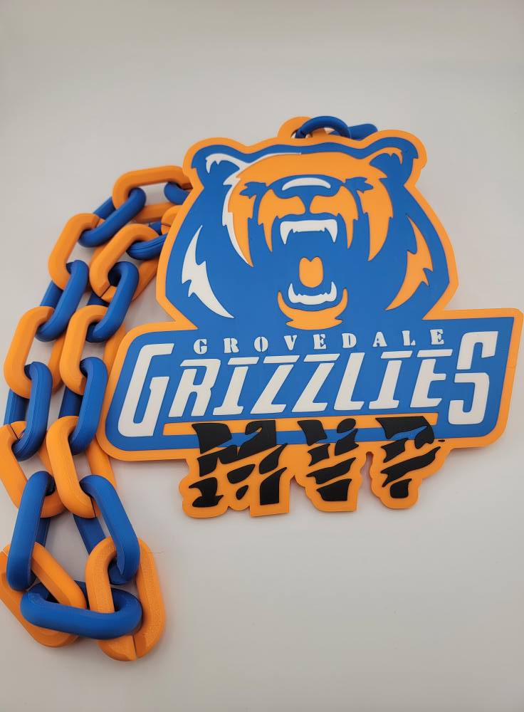 BIG CHAIN Sports logo Necklace, Turn over chain, player of the game, MVP, customizable, large sports necklace,