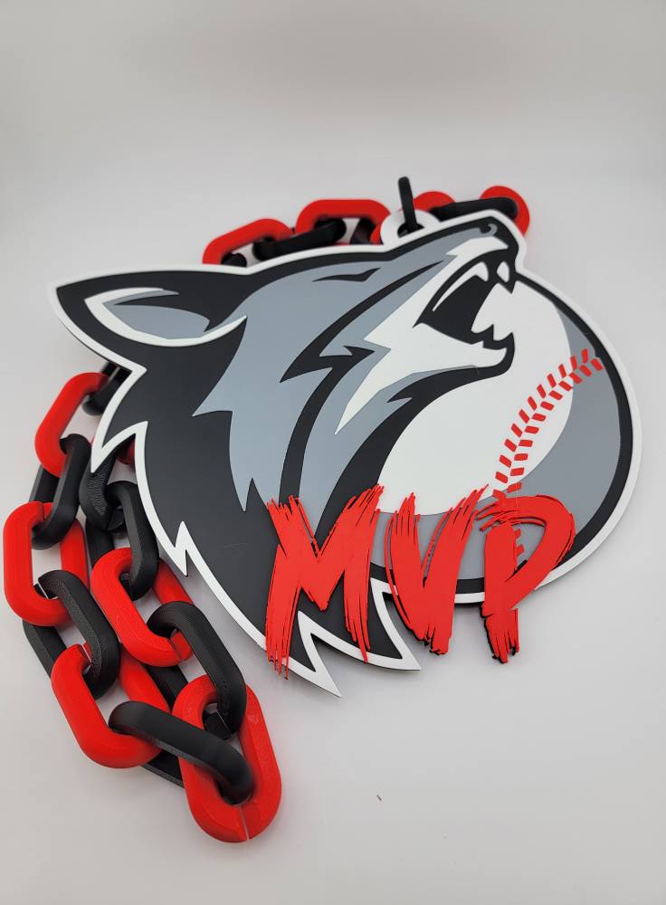 BIG CHAIN Sports logo Necklace, Turn over chain, player of the game, MVP, customizable, large sports necklace,