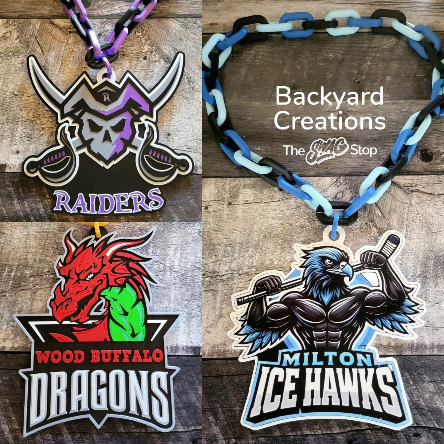 BIG CHAIN Sports logo Necklace, Turn over chain, player of the game, MVP, customizable, large sports necklace,