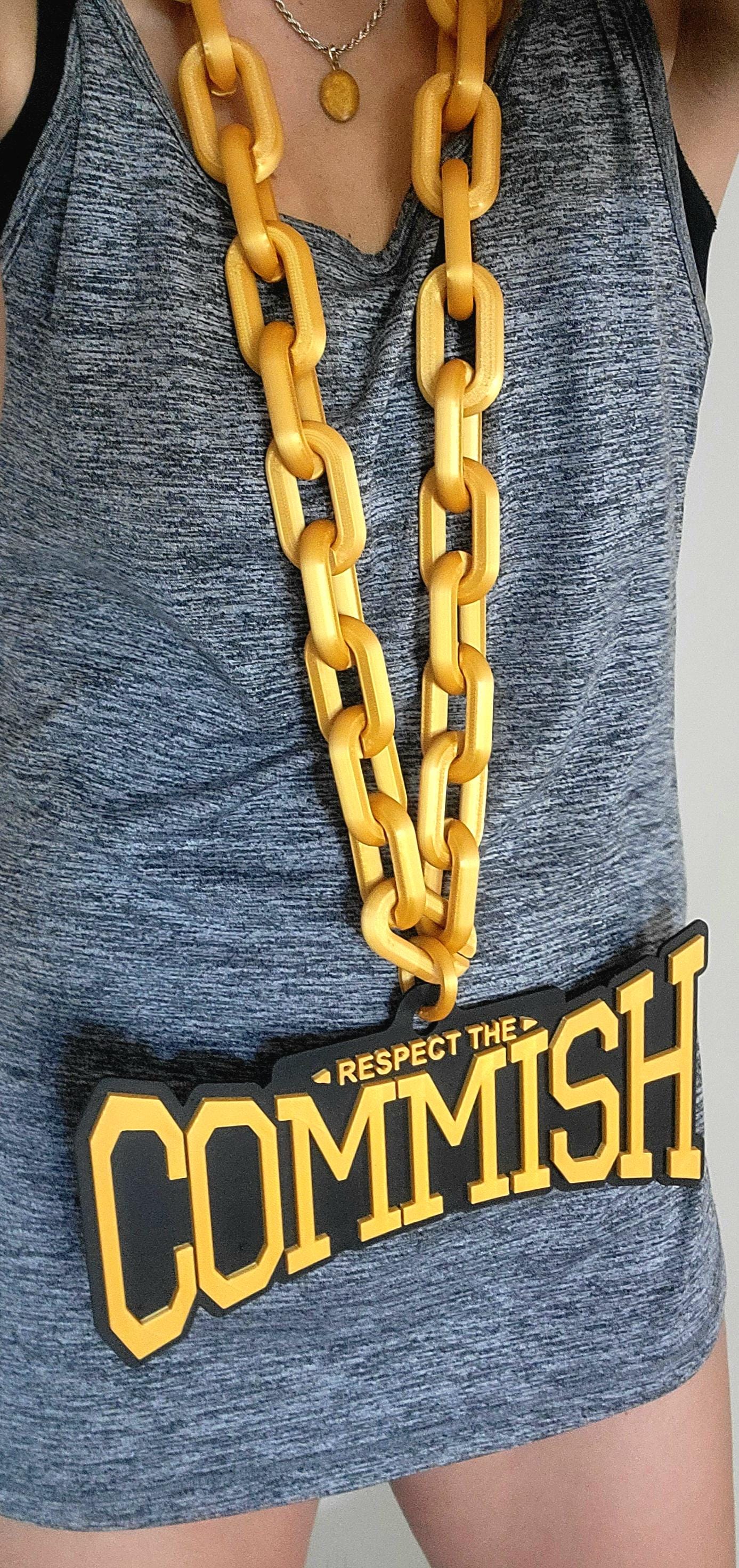RESPECT THE COMMISH Large Sports Big Large Chain Necklace