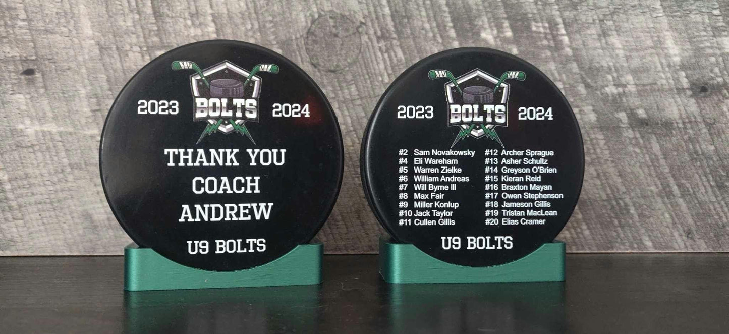 EXPRESS Custom Roster Puck, Year End Player Coach Gift, Team Logo Sport Gift, Personalized Ice Hockey Pucks, Team Memorabilia, UV printed