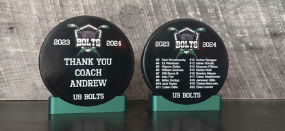 EXPRESS Custom Roster Puck, Year End Player Coach Gift, Team Logo Sport Gift, Personalized Ice Hockey Pucks, Team Memorabilia, UV printed