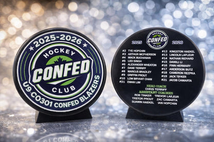 EXPRESS Custom Roster Puck, Year End Player Coach Gift, Team Logo Sport Gift, Personalized Ice Hockey Pucks, Team Memorabilia, UV printed