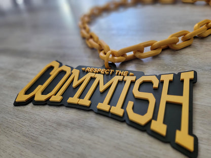 RESPECT THE COMMISH Large Sports Big Large Chain Necklace