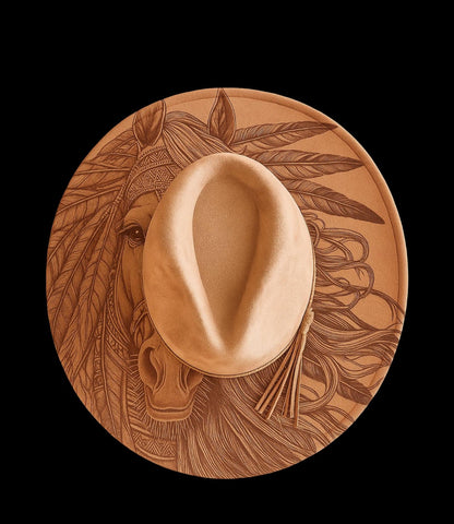 Feather Horse Engraved Cowgirl Hat, Indian Feathers, Rustic Wedding, Horse Cowgirl, Cowgirl Hat