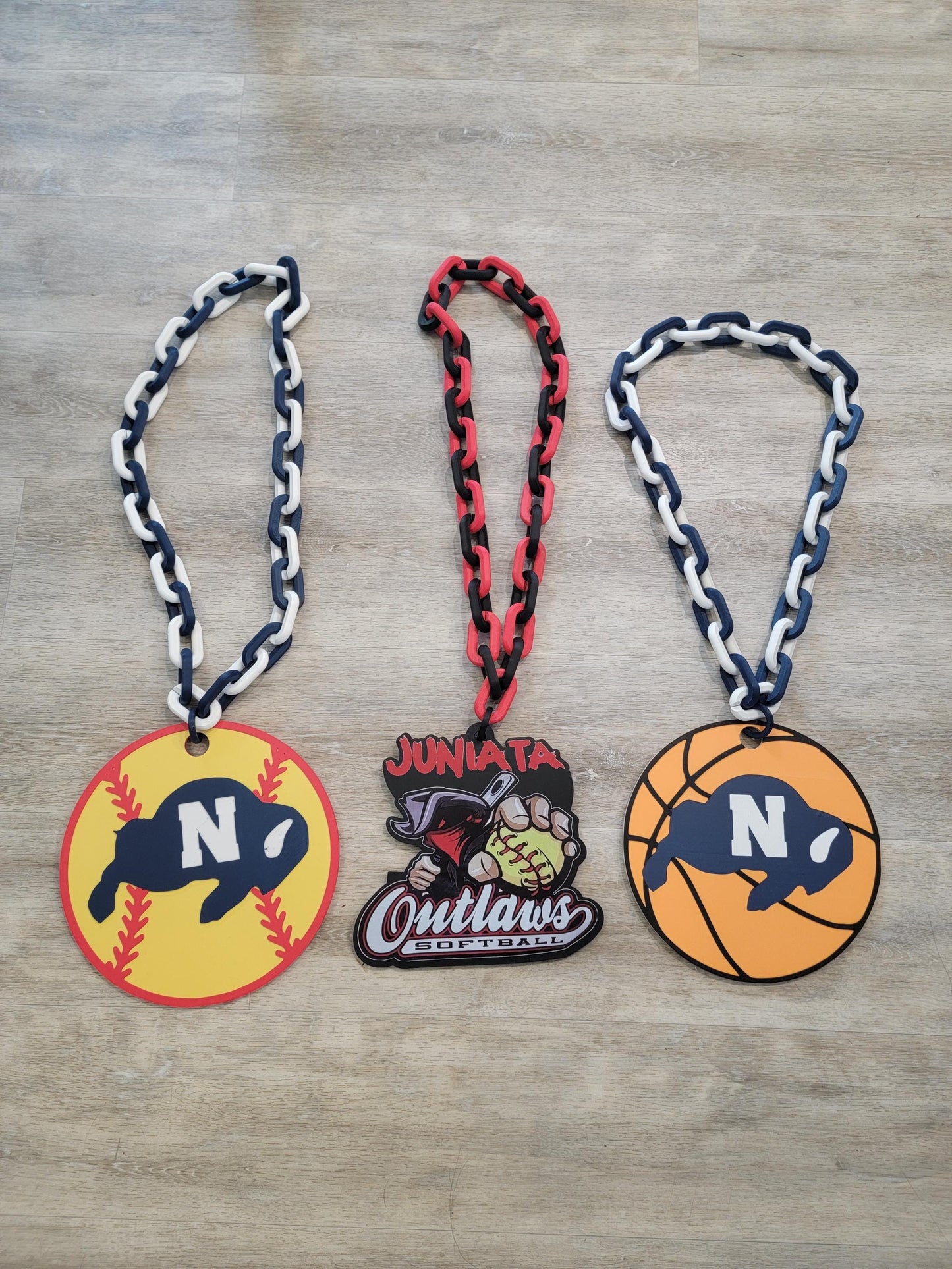 BIG CHAIN Sports logo Necklace, Turn over chain, player of the game, MVP, customizable, large sports necklace,