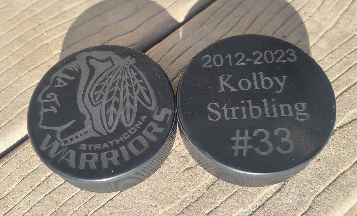 Customizable Engraved Hockey puck for coaches, teams, players