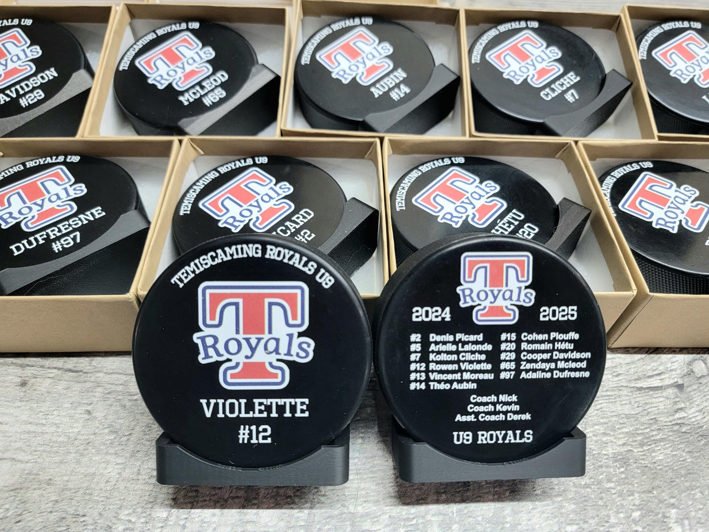 EXPRESS Custom Roster Puck, Year End Player Coach Gift, Team Logo Sport Gift, Personalized Ice Hockey Pucks, Team Memorabilia, UV printed
