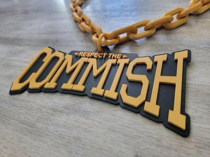 RESPECT THE COMMISH Large Sports Big Large Chain Necklace